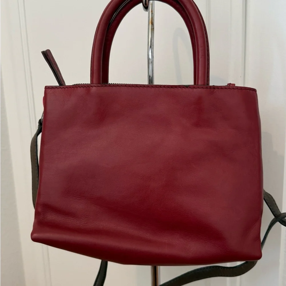 Maliparmi Burgundy Leather Satchel with Jewel Embellishments